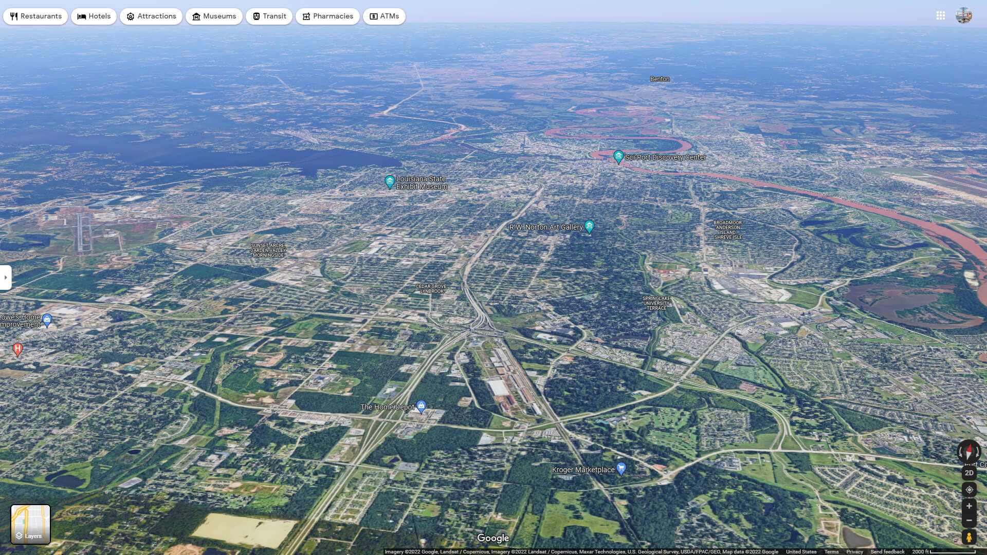 Shreveport Aerial Map Louisiana